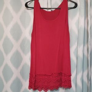 3 FOR $15! Gorgeous Raspberry Colored Lace Hem Tank
